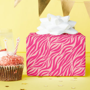 Papel De Presente Padrão de distribuição de tigre rosa divertido