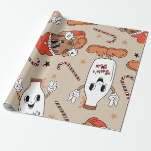 Papel De Presente Padrão de Diversão de Leite e Cookies dos papais n
