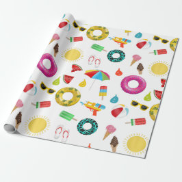 Papel De Presente Padrão de diversão de Piscina de praia da Summer P