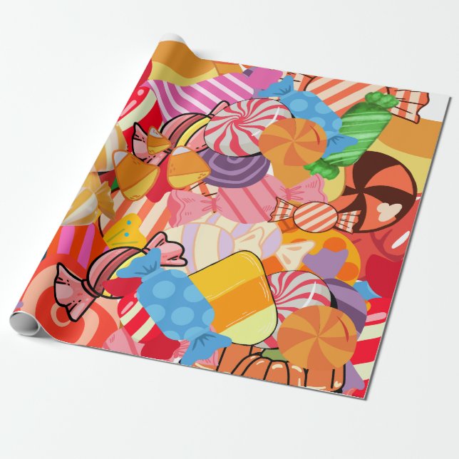 Papel De Presente padrão de doces de Halloween (Desenrolado)