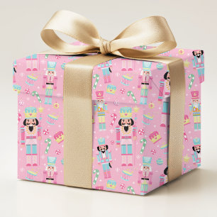 Papel De Presente Padrão de Doces de Natal do Quebra-Nozes Rosa Azul