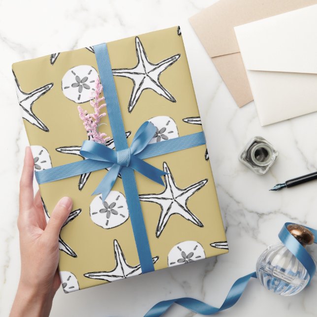 Papel De Presente Padrão de Dólar de Areia de Starfish (Presentear)