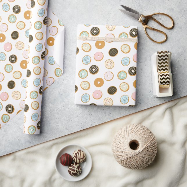 Papel De Presente Padrão de Donut Glaséado Fofo (Artesanato)