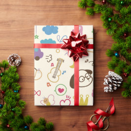 Papel De Presente Padrão de Doodle para Crianças Bonitas