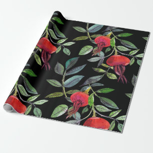 Papel De Presente Padrão de dosgrose de desenho de aquarela botânica