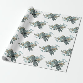 Papel De Presente Padrão de Dragonflies Elegante