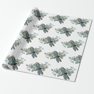 Papel De Presente Padrão de Dragonflies Elegante