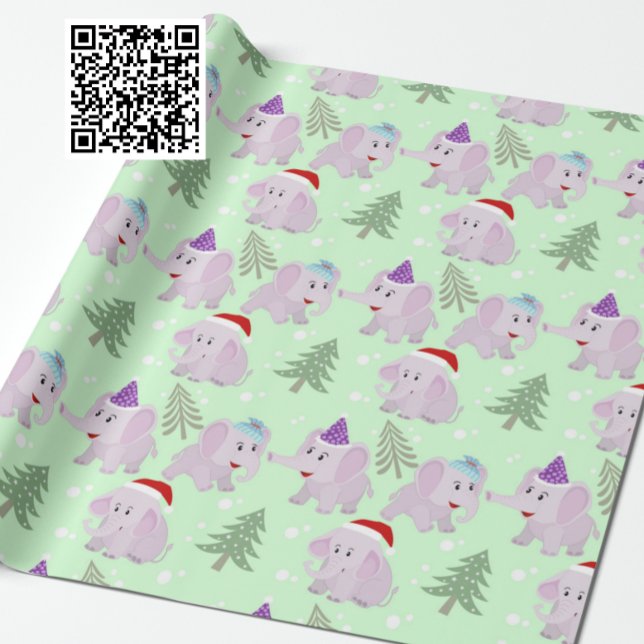 Papel De Presente Padrão de elefantes de Natal bonito (Criador carregado)