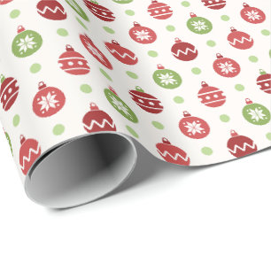 Papel De Presente Padrão de enfeite de Natal Vermelho e Verde