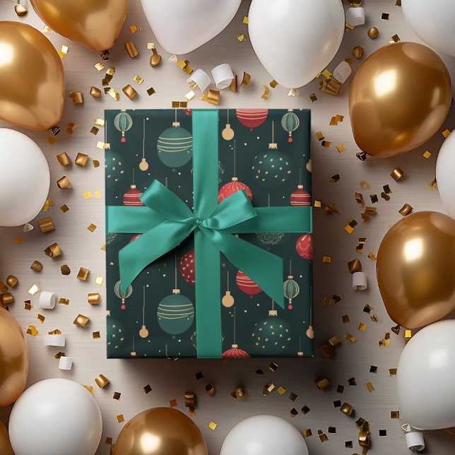 Papel De Presente Padrão de Enfeites de natal coloridos (Criador carregado)