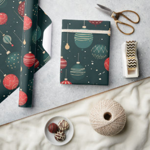 Papel De Presente Padrão de Enfeites de Natal Coloridos