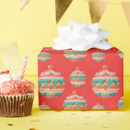 Papel De Presente Padrão de Enfeites de natal Retroativo Simples