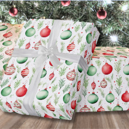Papel De Presente Padrão de Enfeites Natalino