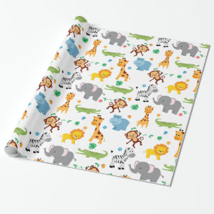Papel De Presente Padrão De Enfermeiro De Animais Safari