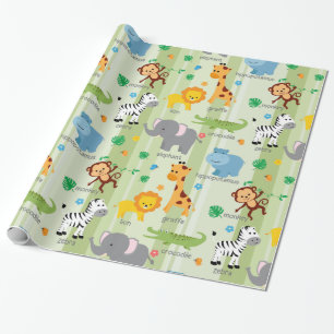 Papel De Presente Padrão de Enfermeiro de Animais Safari Cute