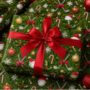 Papel De Presente Padrão de Equipamentos de Natal de Golfe em Grama