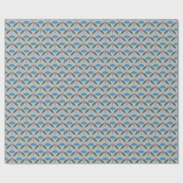 Papel De Presente Padrão de Escala com Bloom Azul