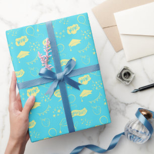 Papel De Presente Padrão De Escrivação Da Mão De Limão Azul