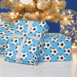 Papel De Presente Padrão de esfera do futebol azul