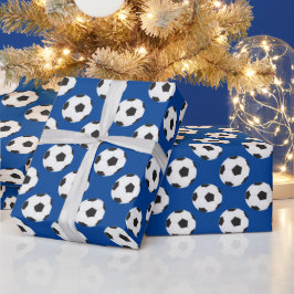Papel De Presente Padrão de esfera do futebol azul