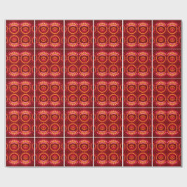 Papel De Presente Padrão de Esferas de Energia Laranja e Vermelho