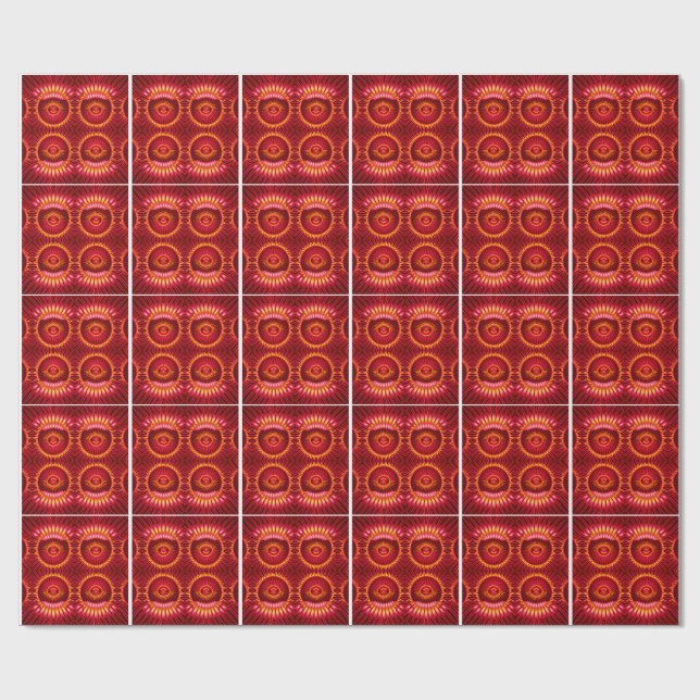 Papel De Presente Padrão de Esferas de Energia Laranja e Vermelho (Aberto)