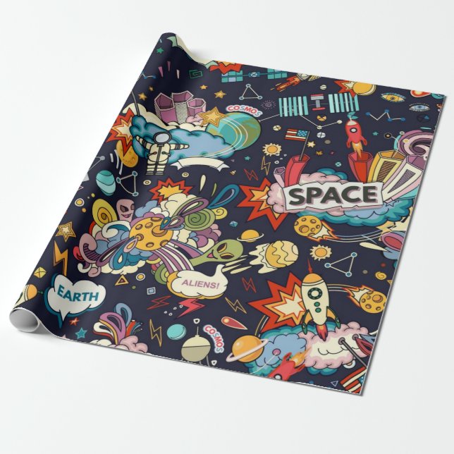 Papel De Presente Padrão de espaço (Desenrolado)