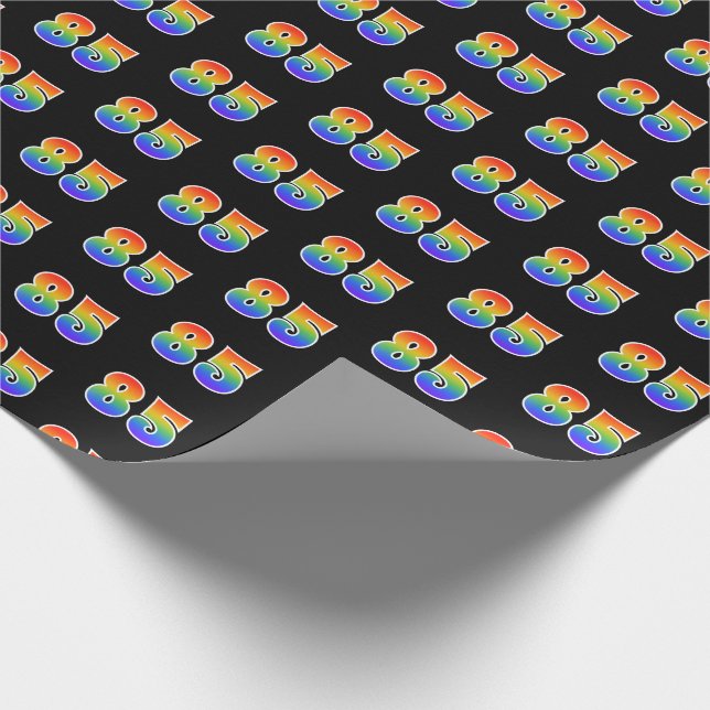 Papel De Presente Padrão de Espectro Arco-Íris Divertido "85" Número (Ponta)