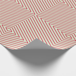 Papel De Presente Padrão de Espelho Branco Verde Vermelho Retroativo