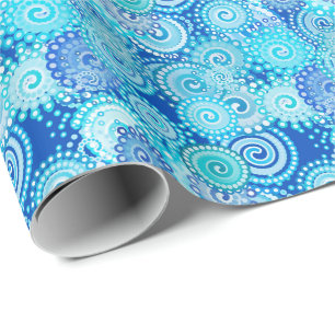 Papel De Presente Padrão de espiral frontal, tons de azul