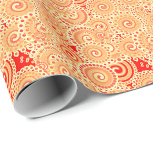Papel De Presente Padrão de espiral frontal, tons de laranja coral