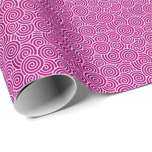 Papel De Presente Padrão de espiral japonês - burgundy e rosa pálido (Ponta do rolo)