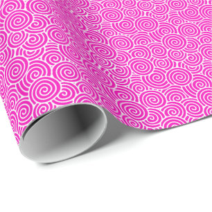 Papel De Presente Padrão de espiral japonês - fuchsia cor-de-rosa 