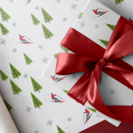 Papel De Presente Padrão de Esqui da descida