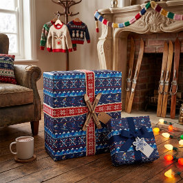 Papel De Presente Padrão de Esqui de Natal Feio de Férias 