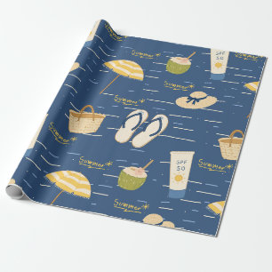 Papel De Presente Padrão de Essenciais de Praia de Verão (3)