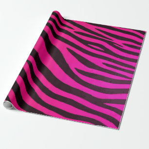 Papel De Presente Padrão de Estampa de Zebra Rosa Vibrante – Animal