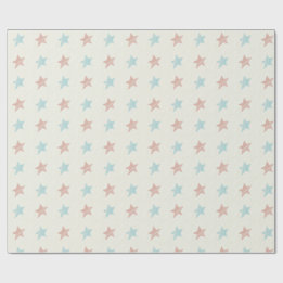 Papel De Presente Padrão de Estrela Desbotada Vermelho Azul