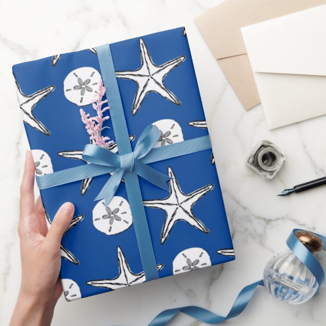 Papel De Presente Padrão de Estrela-do-Mar e Dólar de Areia (Presentear)
