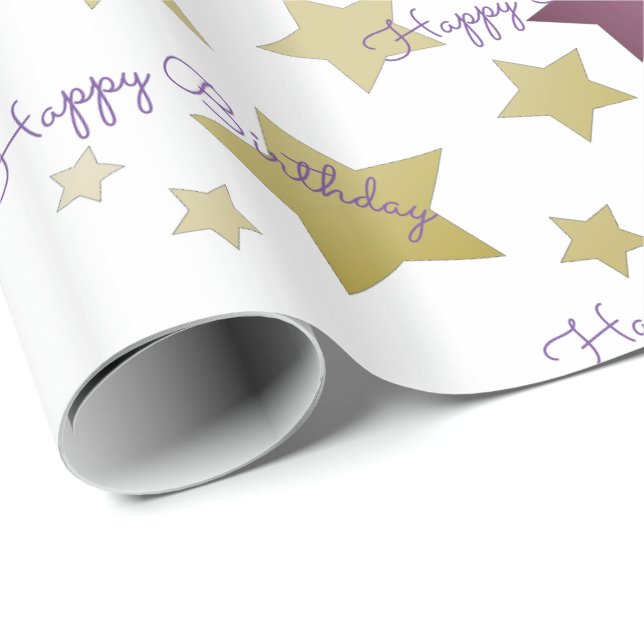 Papel De Presente Padrão de estrela Dourada (Ponta do rolo)