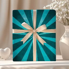 Papel De Presente Padrão de Estrela Explosiva Azul Turquesa Rústico 