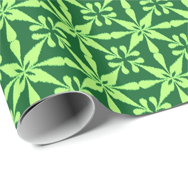 Papel De Presente Padrão de Estrela Ikat - Verde Escuro (Ponta do rolo)