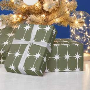 Papel De Presente Padrão de Estrela Retro Moderno de Meados do Sécul