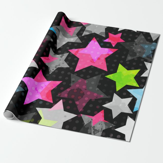 Papel De Presente Padrão de estrelas (Desenrolado)