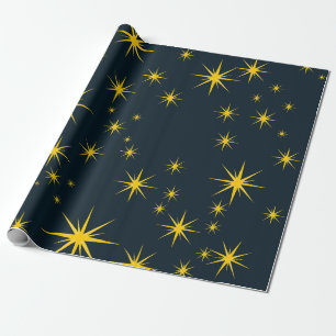 Papel De Presente Padrão de Estrelas Amarelas em Negrito com Fundo A