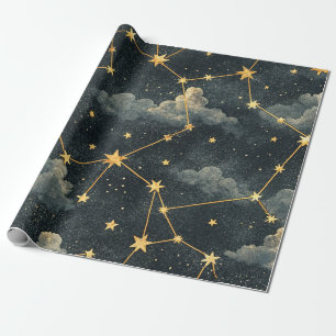 Papel De Presente Padrão de Estrelas da Constelação Celeste (1)