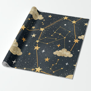 Papel De Presente Padrão de Estrelas da Constelação Celeste (2)