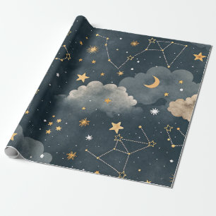 Papel De Presente Padrão de Estrelas da Constelação Celeste (5)