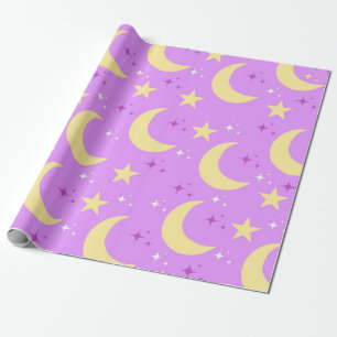 Papel De Presente Padrão de Estrelas da Lua Celestial