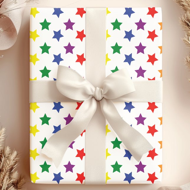 Papel De Presente Padrão de Estrelas do Arco-Íris (Criador carregado)